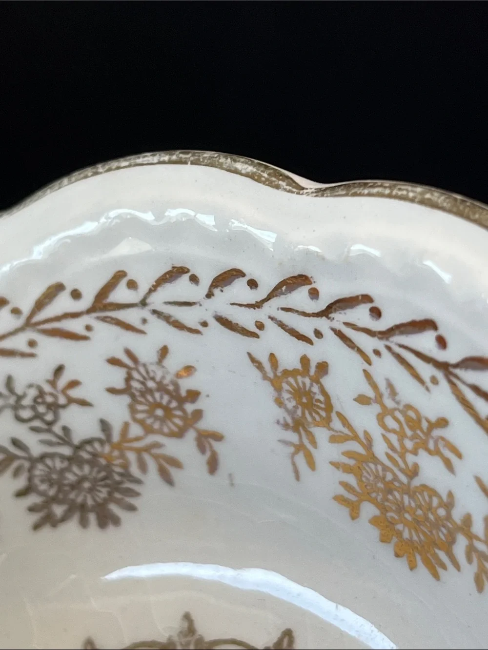 Vintage Stetson 22K Gold Floral Scalloped Small Bowl Dish